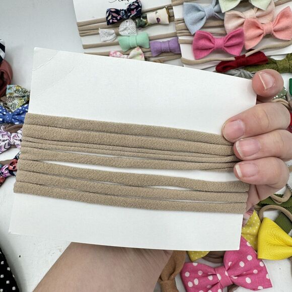 Huge Lot 65pc + Handmade Baby Toddler Headbeads Bows Clips Bonnets Floral Solid - Picture 12 of 15